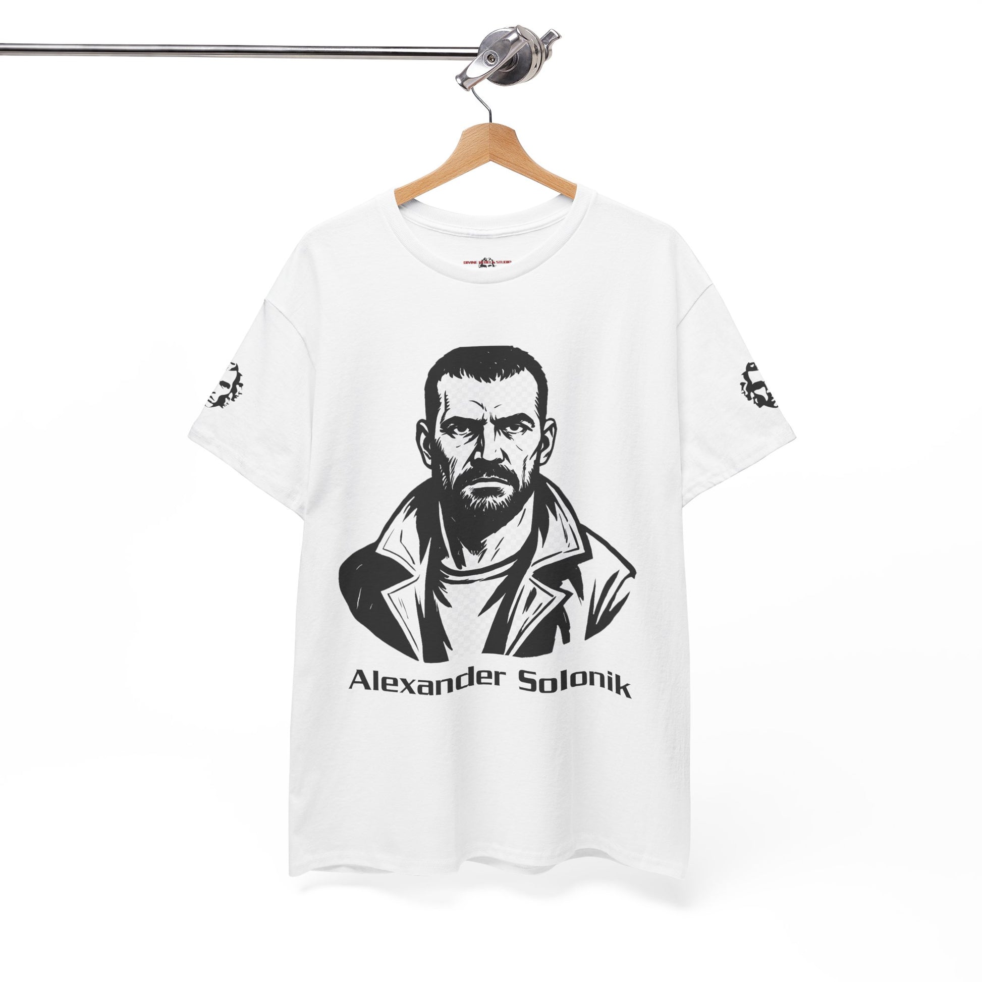 Alexander Solonik Portrait Tee — 'One Shot for Survival' Graphic T-Shirt - Divine Rebels Studio