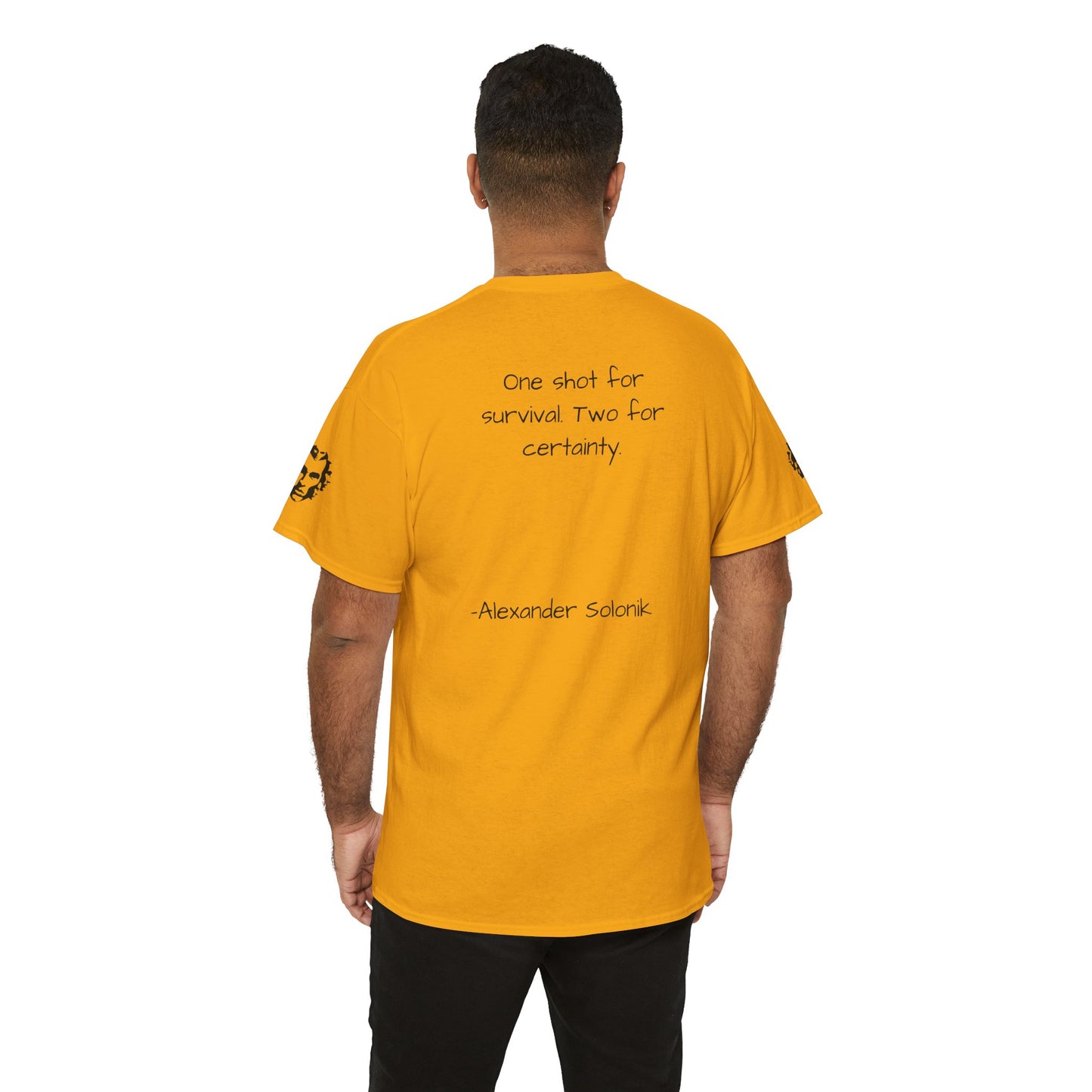 Alexander Solonik Portrait Tee — 'One Shot for Survival' Graphic T-Shirt - Divine Rebels Studio