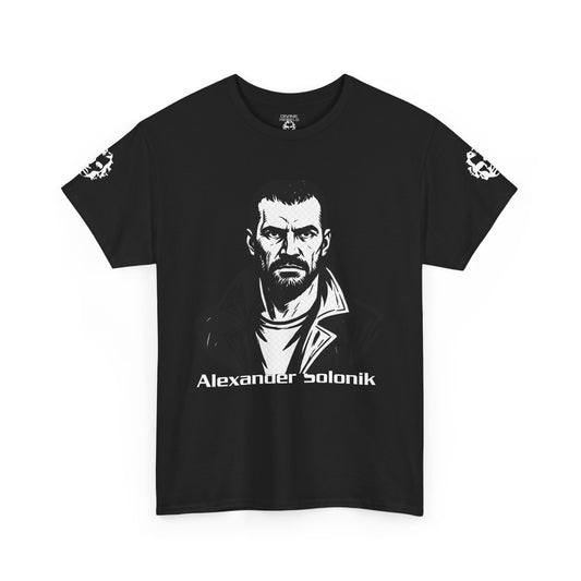 Alexander Solonik Portrait Tee — 'One Shot for Survival' Graphic T-Shirt - Divine Rebels Studio